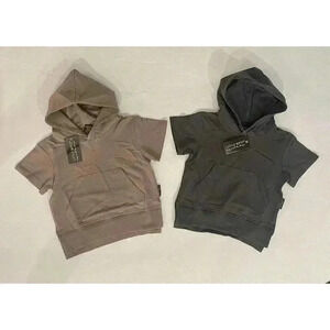 Little Bipsy Short Sleeve Hoodie 18-24m Sweatshirt Shirt Top Brown Gray Toddler
